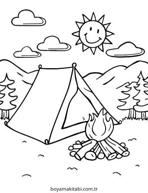 Kamp boyama sayfası – el becerilerini geliştirir, boyama çalışması