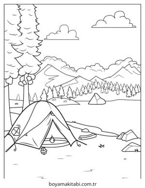 Kamp boyama sayfası – ücretsiz yazdır, boyama etkinliği