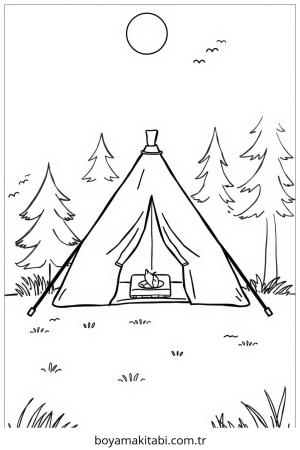 Kamp boyama sayfası – boyama çalışması, yaratıcılığı geliştirir