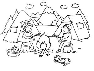 Kamp boyama sayfası,  coloring page, , Campfire For Kids