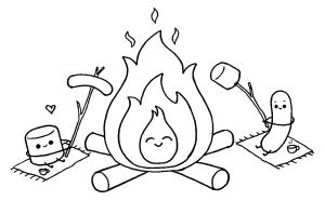 Kamp boyama sayfası,  coloring page, , Camp Fire