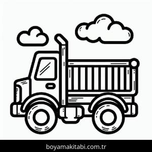 Kamyon boyama sayfası – çocuklar için, çizgi film temalı