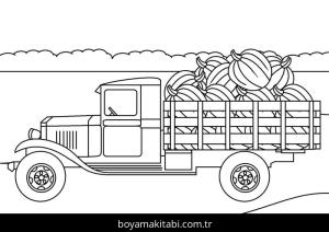 Kamyon boyama sayfası – çocuk aktivitesi, PDF indir