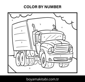 Kamyon boyama sayfası – sevimli karakter, sanatsal çalışma