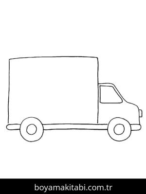 Kamyon boyama sayfası – el becerilerini geliştirir, boyama çalışması