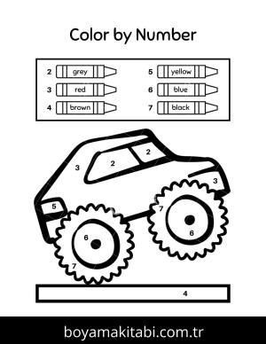 Kamyon boyama sayfası – basit çizim, kolay boyama