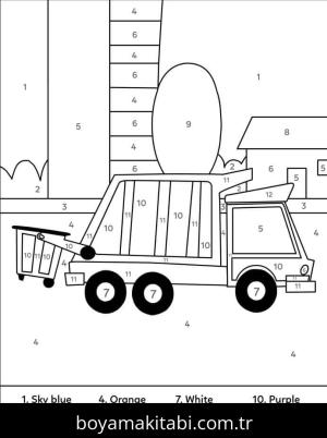 Kamyon boyama sayfası – boyama çalışması, yaratıcılığı geliştirir