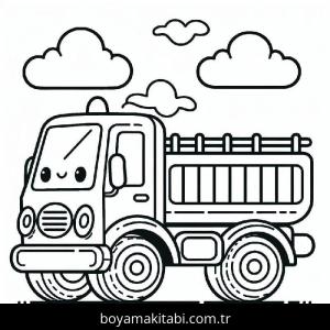 Kamyon boyama sayfası – basit çizim, kolay boyama