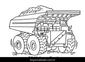 Kamyon boyama sayfası – basit çizim, kolay boyama