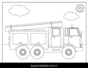 Kamyon boyama sayfası – renkli çizimler, okul öncesi