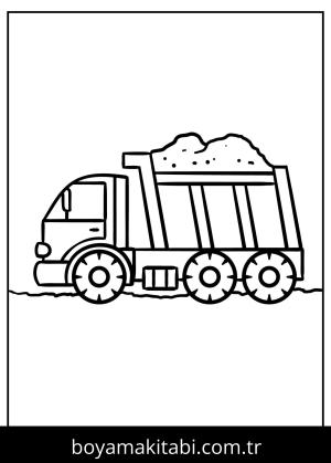 Kamyon boyama sayfası – çocuklar için, çizgi film temalı