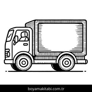 Kamyon boyama sayfası – çocuk aktivitesi, PDF indir