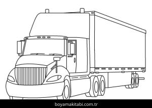 Kamyon boyama sayfası – çizgi film temalı, basit çizim