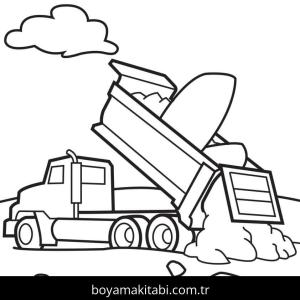 Kamyon boyama sayfası – okul öncesi, evde etkinlik