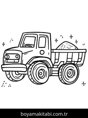Kamyon boyama sayfası – sevimli karakter, sanatsal çalışma