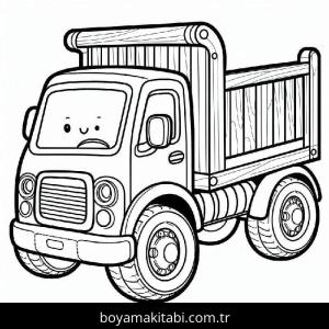 Kamyon boyama sayfası – PDF indir, sevimli karakter