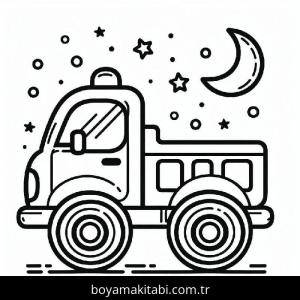 Kamyon boyama sayfası – çizgi film temalı, basit çizim