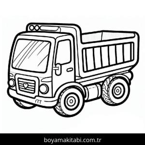 Kamyon boyama sayfası – renkli çizimler, okul öncesi