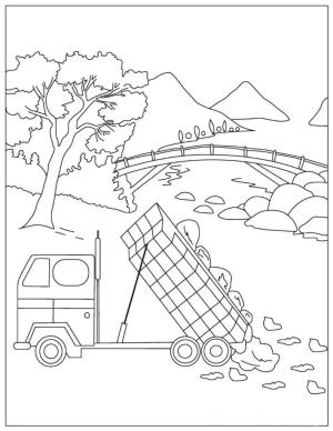 Kamyon boyama sayfası,  coloring page, Kamyon Yaprakları Döküyor, 