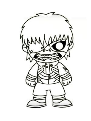 Kaneki Ken boyama sayfası,  coloring page, Canavar Chibi Kaneki Ken, 