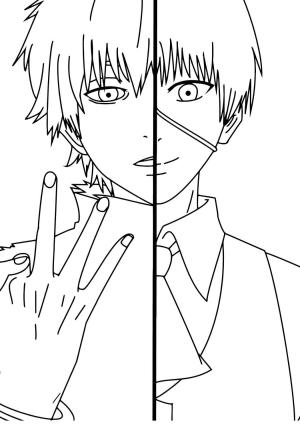 Kaneki Ken boyama sayfası,  coloring page, Kaneki Ken Ve Haise Sasaki, 