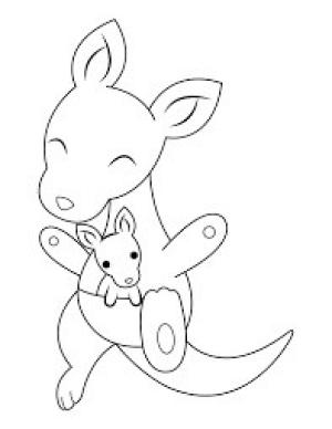 Kanguru boyama sayfası, kangaroos coloring page, Şirin Anne ve Bebek Kanguru, 