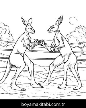 Kanguru boyama sayfası – çocuk aktivitesi, PDF indir