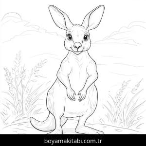 Kanguru boyama sayfası – kolay boyama, eğitici aktivite