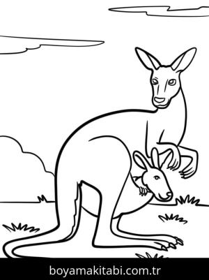 Kanguru boyama sayfası – ücretsiz yazdır, boyama etkinliği