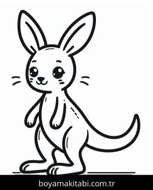 Kanguru boyama sayfası – çizgi film temalı, basit çizim