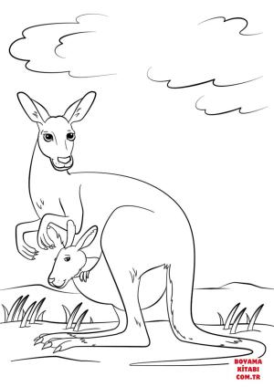 Kanguru boyama sayfası, kangaroos coloring page, , kangaroos cute kangaroo with baby in pouch 