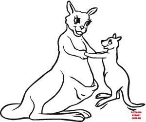 Kanguru boyama sayfası, kangaroos coloring page, , kangaroos baby kangaroo with mother 