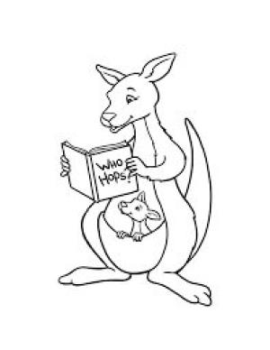 Kanguru boyama sayfası, kangaroos coloring page, Anne ve Bebek Kanguru Okuması, 