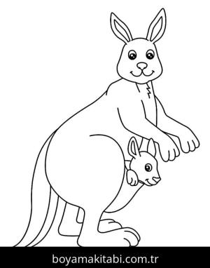 Kanguru boyama sayfası – çocuklar için, çizgi film temalı