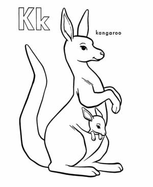 Kanguru boyama sayfası, kangaroos coloring page, K Kanguru Içindir, 