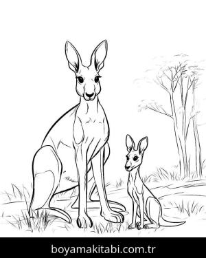 Kanguru boyama sayfası – eğlenceli etkinlik, el becerilerini geliştirir