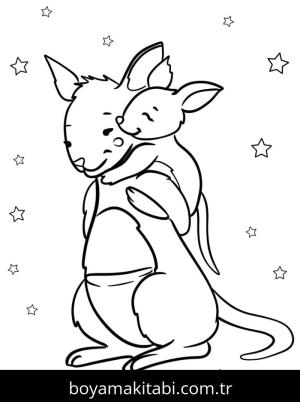 Kanguru boyama sayfası – eğitici aktivite, yaratıcılık