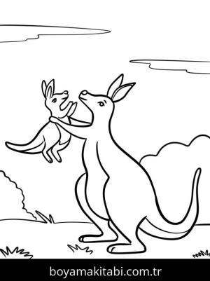Kanguru boyama sayfası – sevimli karakter, sanatsal çalışma