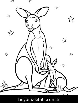 Kanguru boyama sayfası – sanatsal çalışma, çocuklar için