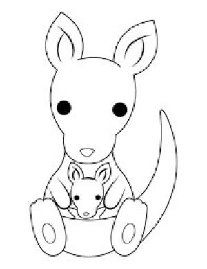 Kanguru boyama sayfası, kangaroos coloring page, Chibi Kanguru Anne ve Bebek Oturan, 