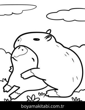 Kapibara boyama sayfası – kolay boyama, eğitici aktivite