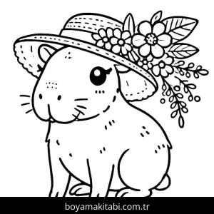 Kapibara boyama sayfası – sevimli karakter, sanatsal çalışma