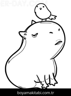 Kapibara boyama sayfası – boyama etkinliği, çocuk aktivitesi