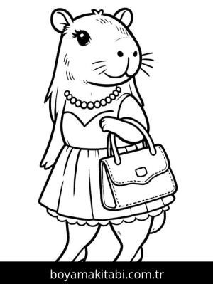 Kapibara boyama sayfası – boyama etkinliği, çocuk aktivitesi