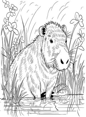 Kapibara boyama sayfası,  coloring page, Kapibara’nın Serbest Çizimi, 