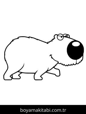 Kapibara boyama sayfası – çizgi film temalı, basit çizim