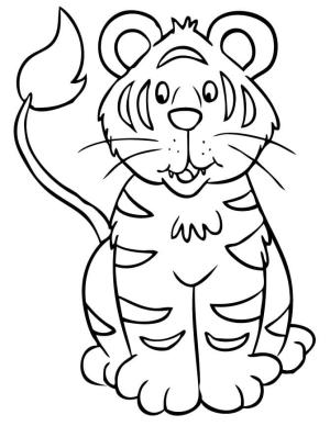 Kaplan boyama sayfası, Tigers coloring page, Oturan Sevimli Kaplan, 