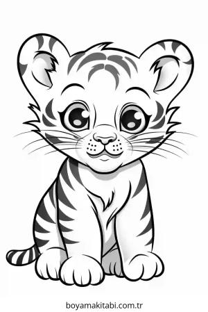 Kaplan boyama sayfası – çizgi film temalı, basit çizim