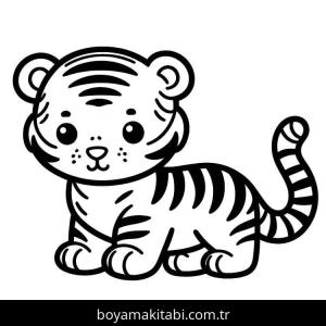 Kaplan boyama sayfası – çocuklar için, çizgi film temalı