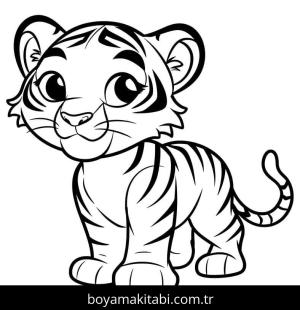 Kaplan boyama sayfası – sanatsal çalışma, çocuklar için